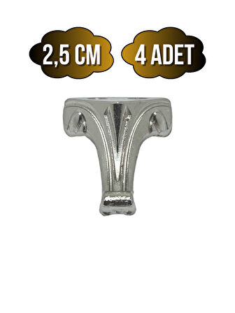 Moda Metal Ayak Çeyiz ve Hediye Kutusu Mobilya Ayağı(2,5CM)(GÜMÜŞ)(4 ADET)