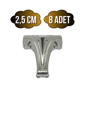 Moda Metal Ayak Çeyiz ve Hediye Kutusu Mobilya Ayağı(2,5CM)(GÜMÜŞ)(8 ADET)