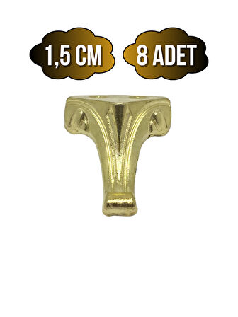 Moda Metal Ayak Çeyiz ve Hediye Kutusu Mobilya Ayağı(1,5CM)(ALTIN)(8 ADET)