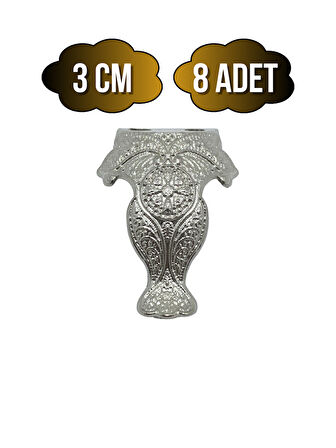 Lüx Metal Ayak Çeyiz ve Hediye Kutusu Mobilya Ayağı(3CM)(GÜMÜŞ)(8 ADET)