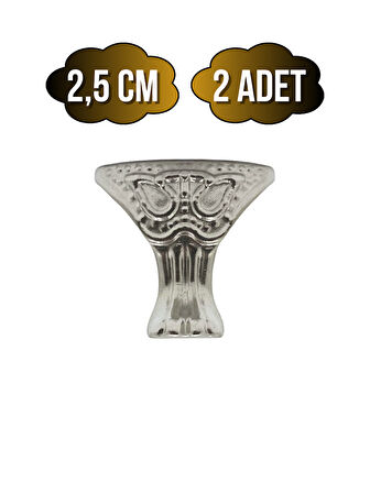 Pati Metal Ayak Çeyiz ve Hediye Kutusu Mobilya Ayağı(2,5CM)(GÜMÜŞ)(2 ADET)