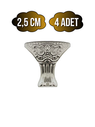 Pati Metal Ayak Çeyiz ve Hediye Kutusu Mobilya Ayağı(2,5CM)(GÜMÜŞ)(4 ADET)