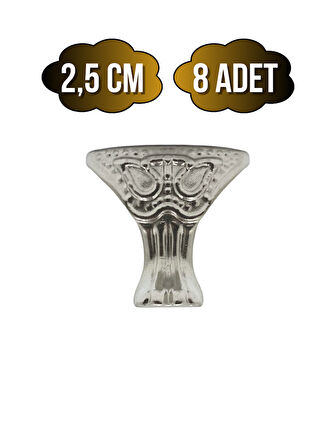 Pati Metal Ayak Çeyiz ve Hediye Kutusu Mobilya Ayağı(2,5CM)(GÜMÜŞ)(8 ADET)