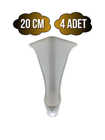 Lüx Lükens Beyaz 20cm Plastik Ayak Mobilya Masa ve Dolap Ayağı(BEYAZ)(20CM)(4 ADET)