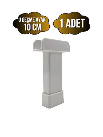 U Geçme Beyaz Plastik Ayarlı Ayak Mobilya Masa ve Dolap Ayağı(BEYAZ)(10CM)(1 ADET)