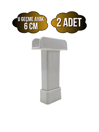 U Geçme Beyaz Plastik Ayarlı Ayak Mobilya Masa ve Dolap Ayağı(BEYAZ)(6CM)(2 ADET)