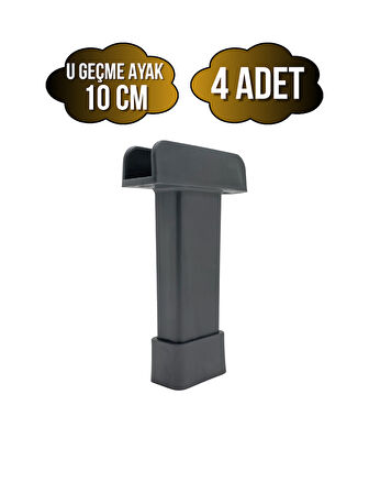 U Geçme Gri Plastik Ayarlı Ayak Mobilya Masa ve Dolap Ayağı(GRİ)(10CM)(4 ADET)