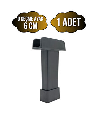 U Geçme Gri Plastik Ayarlı Ayak Mobilya Masa ve Dolap Ayağı(GRİ)(6CM)(1 ADET)