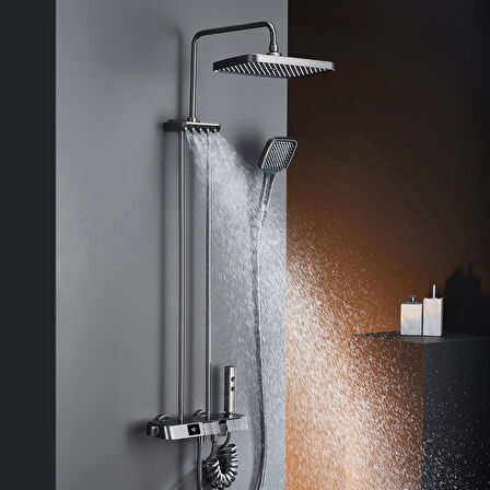 PIANO Tepe Duş Sistemi Termostatik Metalik Gri DS.PN710GR