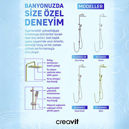 Creavit SH660 Krom Tepe Duş Sistemi