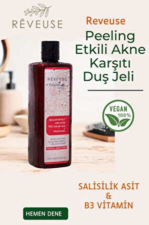 Peeling Etki Akne Karşıtı Nemlendirici Besleyici B3/b5 Vitamin Sülfatsız Duş Köpük Sabun Jel 400ml