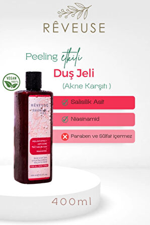 Peeling Etki Akne Karşıtı Nemlendirici Besleyici B3/b5 Vitamin Sülfatsız Duş Köpük Sabun Jel 400ml