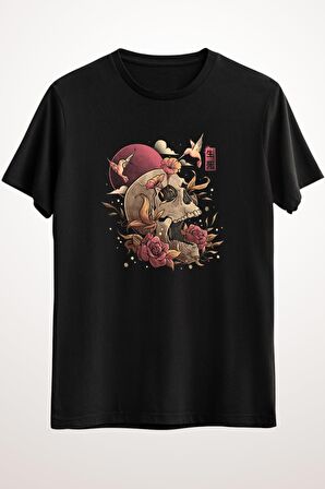 Erkek Siyah Life And Death Skull Flowers Gift - Ds1508