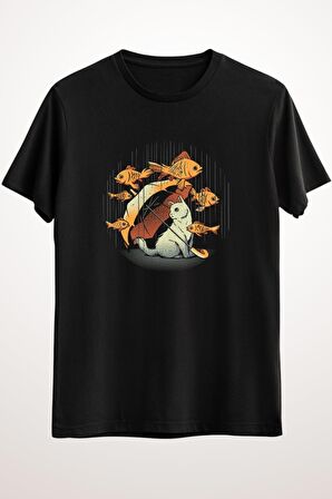 Erkek Siyah A Day In A Cat's Life Golden Fish In The Rain - Ds1552