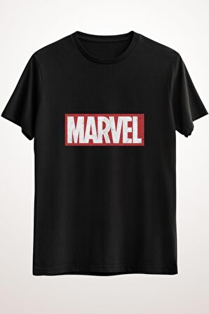 Erkek Siyah Distressed Marvel Logo - Ds1652