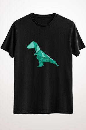 Erkek Siyah Dinosaur, Origami Style - Ds1716