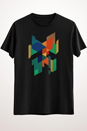 Erkek Siyah Abstract Geometric Colors Composition - Ds1725