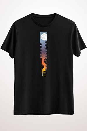 Erkek Siyah Senic Summer Street Night Sunset Art - Ds1748