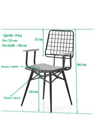 Rio S18 Kollu Sandalye – Nubuk Taba, Metal Siyah Ayak