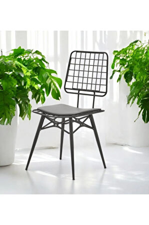 Rio S19 Kolsuz Sandalye – Siyah Dokuma Kumaş, Metal Siyah Ayak