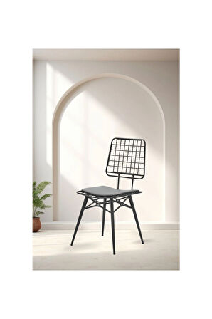 Rio S19 Kolsuz Sandalye – Siyah Dokuma Kumaş, Metal Siyah Ayak