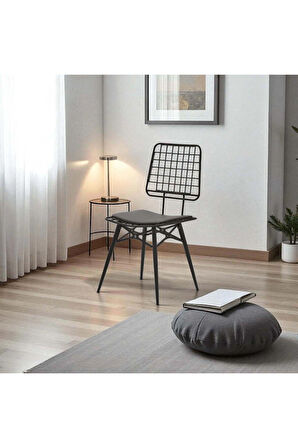 Rio S19 Kolsuz Sandalye – Siyah Dokuma Kumaş, Metal Siyah Ayak