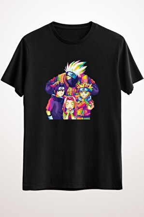 Erkek Siyah Naruto Team 7 Pop Art - Ds1917