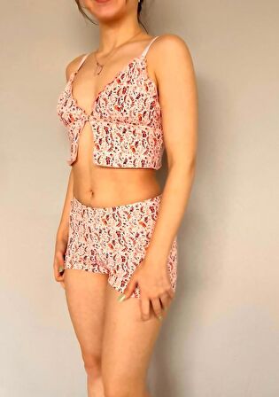Şortlu crop pijama takım