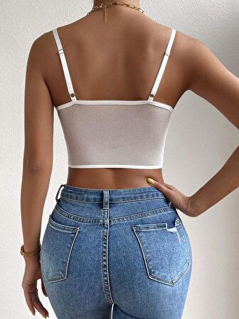 Crop korse detaylı dantel büstiyer