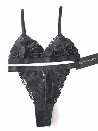 SİYAH FULL DANTEL BRALET TAKIM DS20095BRT