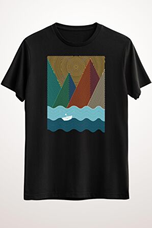 Erkek Siyah Geometry Mountains And Waves V2 - Ds2234