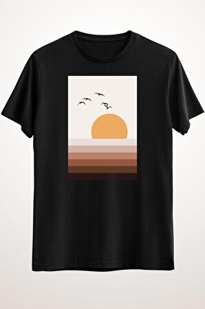 Erkek Siyah Minimalist Line Landscape - Ds2339