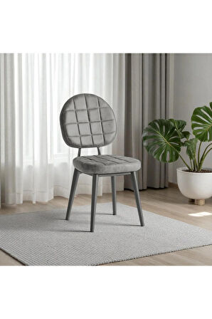 Palermo S25 Sandalye – Antrasit Kumaş, Siyah Metal Ayak