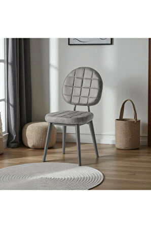 Palermo S25 Sandalye – Antrasit Kumaş, Siyah Metal Ayak