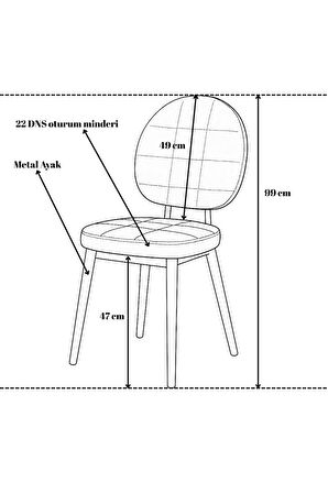 Palermo S25 Sandalye – Antrasit Kumaş, Siyah Metal Ayak