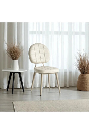 Palermo S25 Sandalye – Krem Kumaş, Kapuçino Metal Ayak