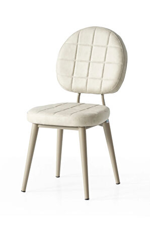 Palermo S25 Sandalye – Krem Kumaş, Kapuçino Metal Ayak