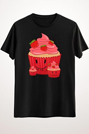 Erkek Siyah Strawberry Cupcake Family - Ds2516