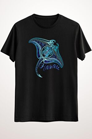 Erkek Siyah Hawaiian Tribal Manta Ray - Ds2599