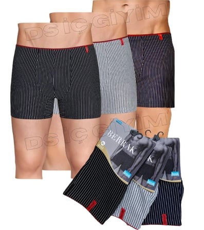 BERRAK 4433 ERKEK ÇOK RENKLİ ÇİZGİLİ SPORT BOXER 6 ADET