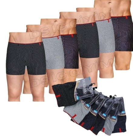 BERRAK 4433 ERKEK ÇOK RENKLİ ÇİZGİLİ SPORT BOXER 12 ADET