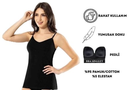 KOTA 6349 KADIN PEDLİ LİKRALI İP ASKILI ATLET TEKLİ