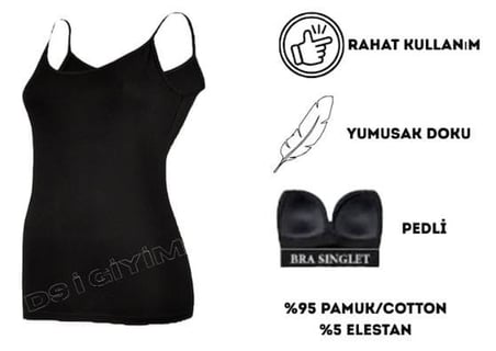 KOTA 6349 KADIN PEDLİ LİKRALI İP ASKILI ATLET TEKLİ