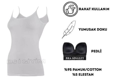 KOTA 6349 KADIN PEDLİ LİKRALI İP ASKILI ATLET TEKLİ