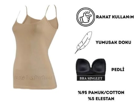 KOTA 6349 KADIN PEDLİ LİKRALI İP ASKILI ATLET TEKLİ
