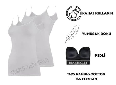 KOTA 6349 KADIN PEDLİ LİKRALI İP ASKILI ATLET 2 ADET