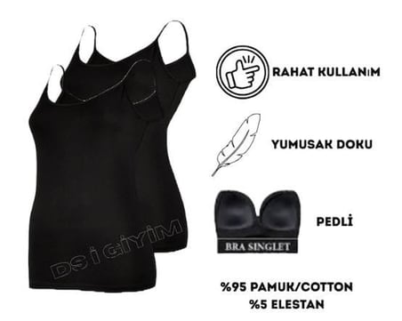 KOTA 6349 KADIN PEDLİ LİKRALI İP ASKILI ATLET 2 ADET