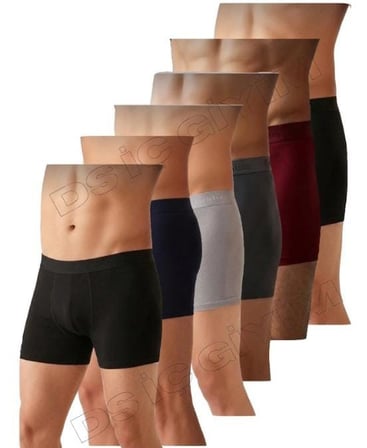 YILDIZ ÇAMAŞIR 37,38,40,41,42 ERKEK MODAL LİKRALI SİYAH, LACİVERT, GRİ, FÜME, BORDO BOXER 6 ADET