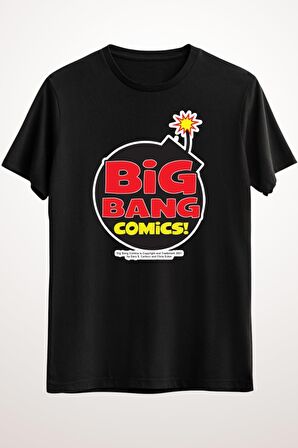 Erkek Siyah Big Bang Comics Logo Shirts - Ds2683