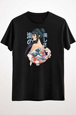 Erkek Siyah Geisha Of The Great Wave Off Kanagawa - Ds2732